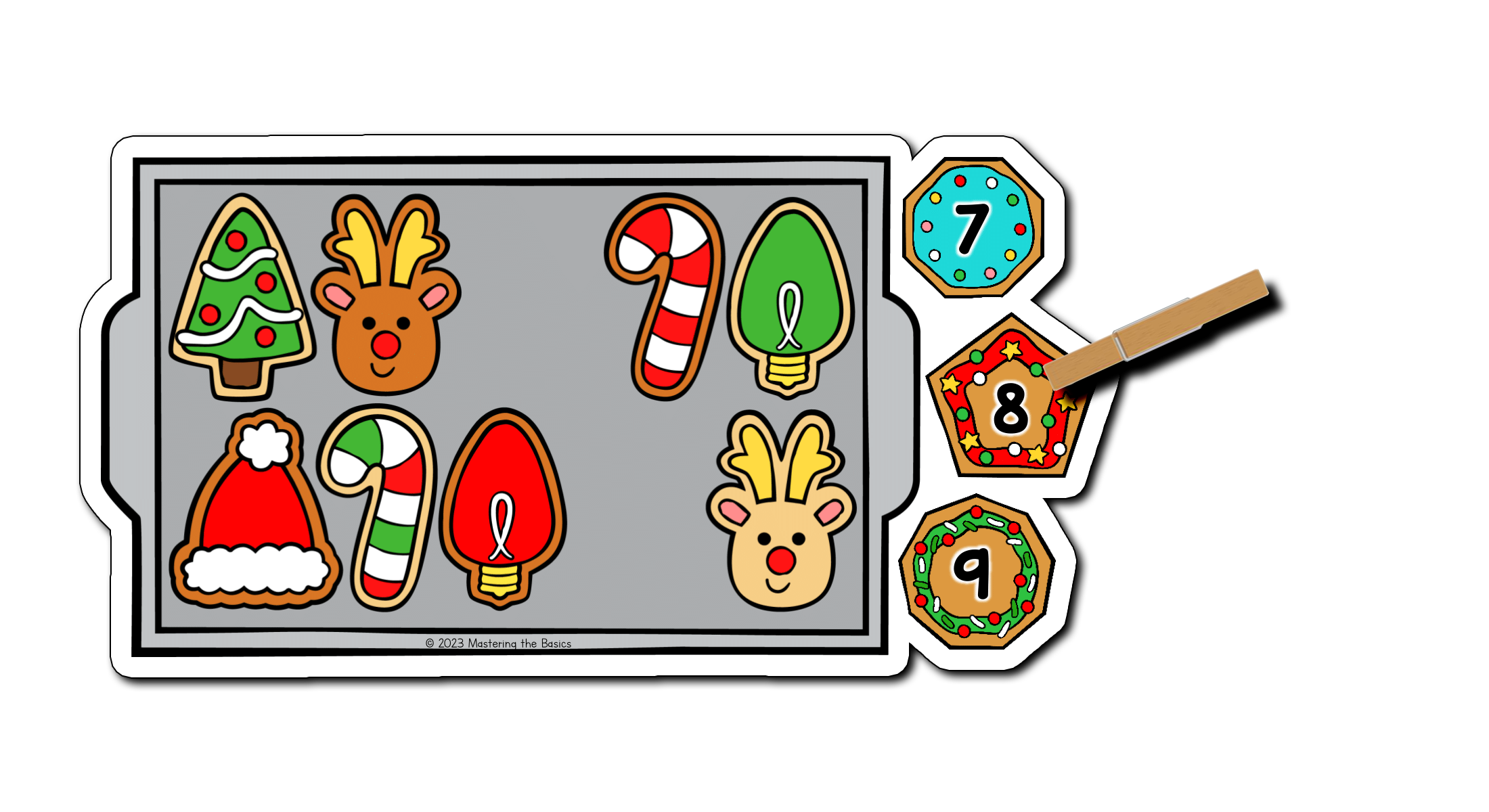 Counting Christmas Cookies Clip Cards